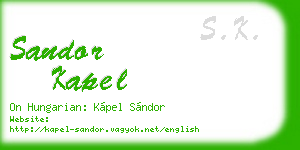 sandor kapel business card