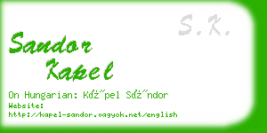 sandor kapel business card